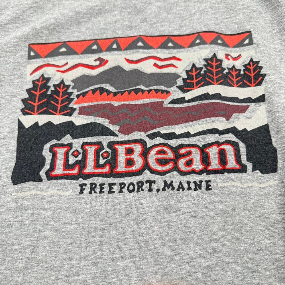 LL Bean Graphic Cozy Sweatshirt Gray Heritage Logo Crewneck Slightly Fitted L